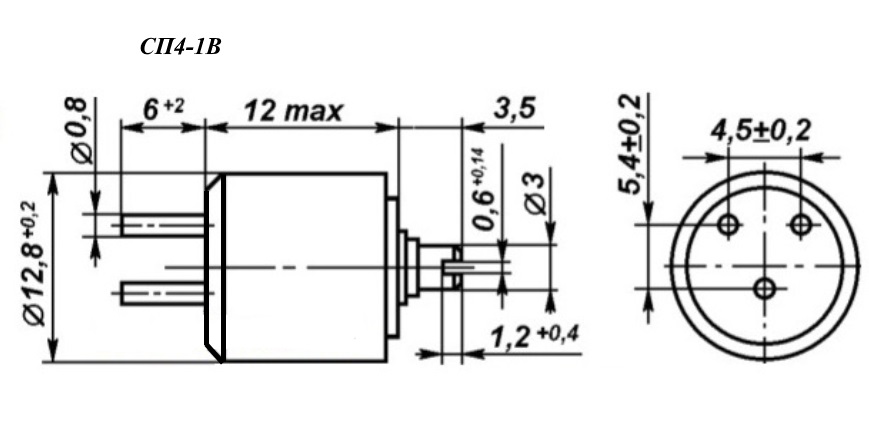СП4-1в 0,25W(Ватт) 68kΩ(кОм)-А±20% ВС2-3,5(под шлиц) Резистор однооборотный, фото